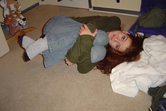 meg in the fetal position